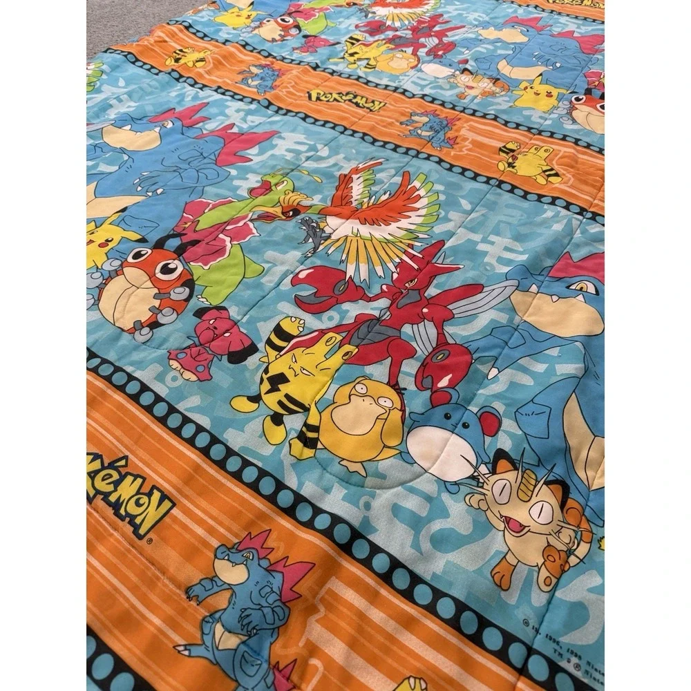 Vintage 1998 Pokemon Bed Comforter Blanket Nintendo Rare Video Game Twin Size